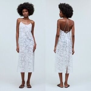 Madewell Floral Halter Cover-Up Midi Dress in White Size‎ Large